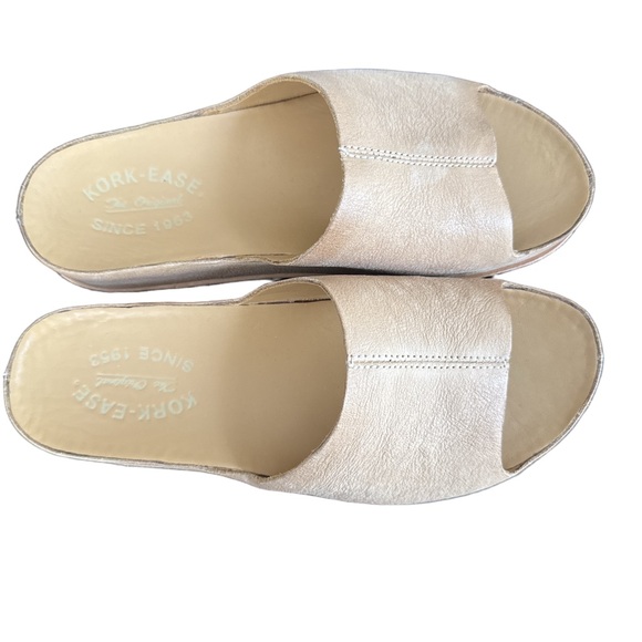 Kork-Ease Light Tan Tutsi Leather Footbed Slide Sandals. Size 7M - Picture 1 of 7